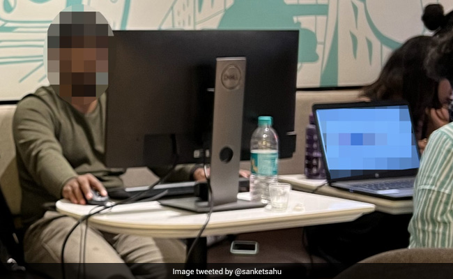 Viral Photo: Bengaluru Man Sets Up Desktop In Coffee Shop As Office Gets Flooded