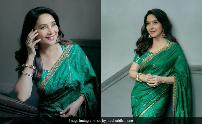 Madhuri Dixit's Stunning Emerald Green <i>Saree</i> Is Just Another Day Of Gorgeousness
