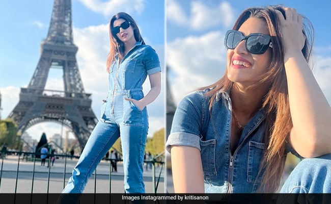 Kriti Sanon Matches The Clear Parisian Skies Perfectly With Her Denim Jumpsuit