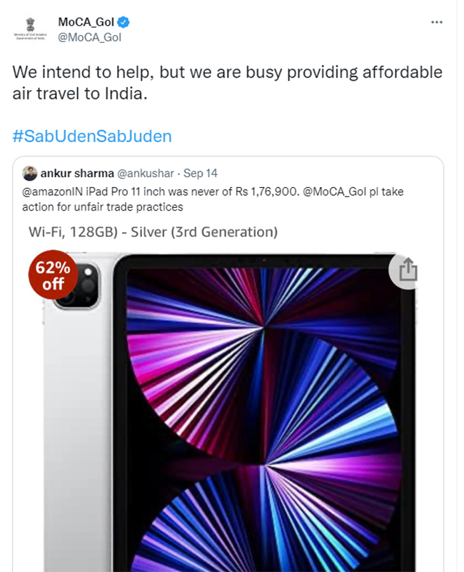 Man Wrongly Tags Ministry Of Civil Aviation. Read Their Hilarious Response