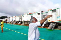 For Congress March, Rahul Gandhi Has Private Container, Others 2-12 Beds For Congress March, Rahul Gandhi Has Private Container, Others 2-12 Beds