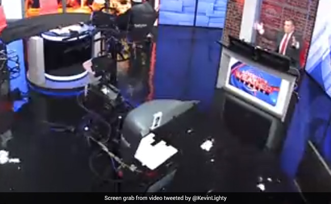 Watch: US TV Channel Remains On Air As Its Studio Floods After Heavy Rain