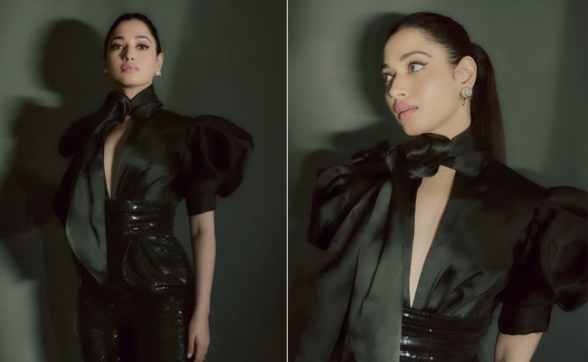The Only Drama We Need In Our Lives Is Tamannaah Bhatia's Black Pouf Jumpsuit