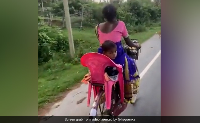 Watch: Mother Makes An Innovative Backseat For Her Child On Bicycle, Internet Finds It Impressive