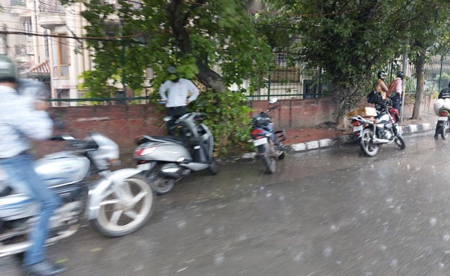 Road Caves In, Massive Traffic Jam Amid Heavy Rain In Delhi