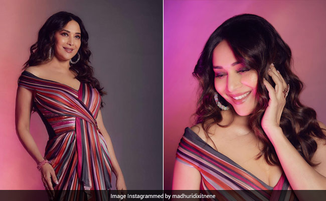 Madhuri Dixit Brings A Riot Of Colours In A Stunning <i>Saree</i> Gown
