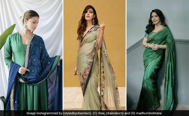 Day 5 Of <i>Navratri</i> 2022: Go Green With These Celeb Inspired Ethnic Outfit Ideas