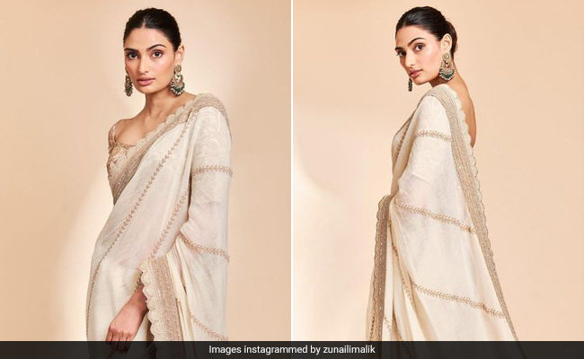 A Classic Ivory <i>Saree</i> Is On Top Of Athiya Shetty's Mind For The Festive Season