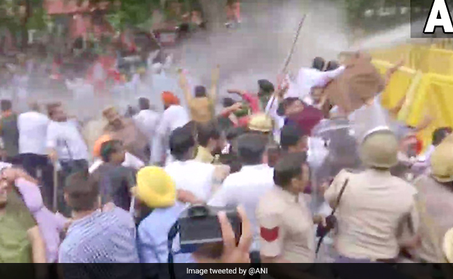 Water Cannon Used On BJP Workers Protesting Against Punjab's AAP Government