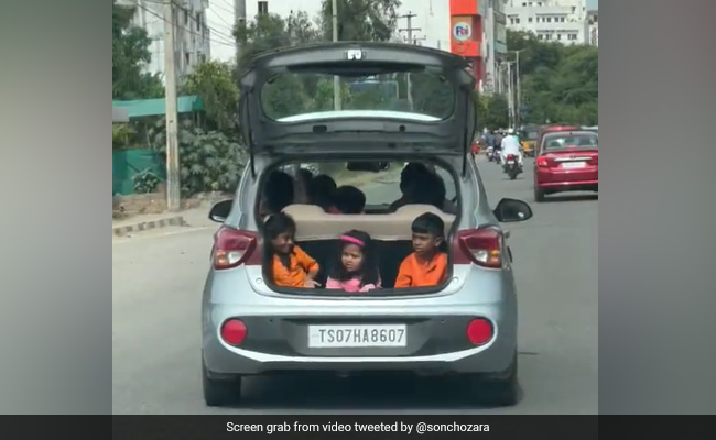 Shocking Video Of Moving Car With Kids Sitting In Open Boot Goes Viral, Cyberabad Traffic Police Responds