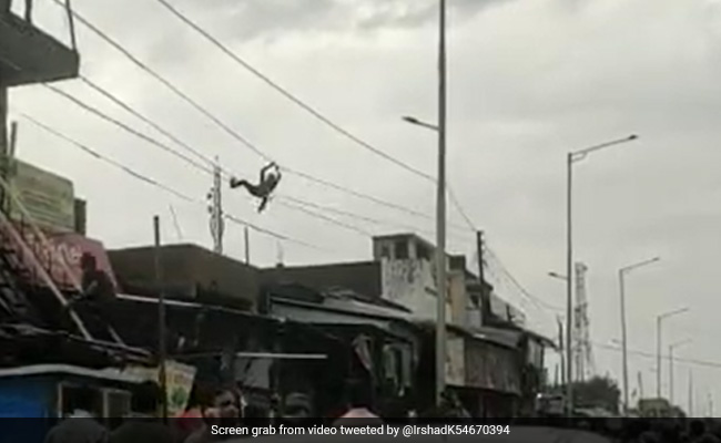 Viral Video: Man's Stunt On 11,000 Volt Power Line In Uttar Pradesh