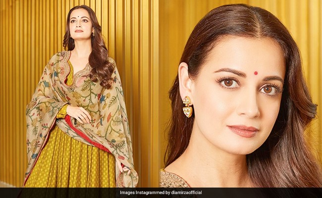 We Could Stop And Stare At Dia Mirza In Her Gorgeous Mustard <i>Anarkali</i> For Days