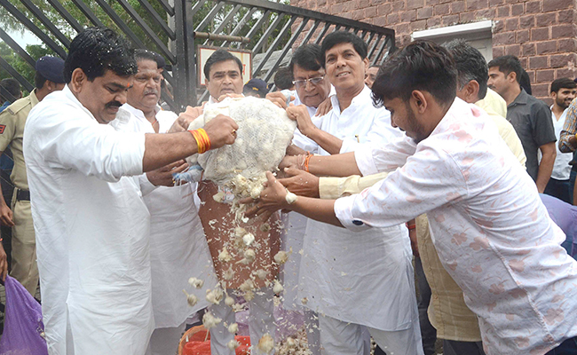 Sacks Of Garlic Dumped In Madhya Pradesh In Unique Congress Protest