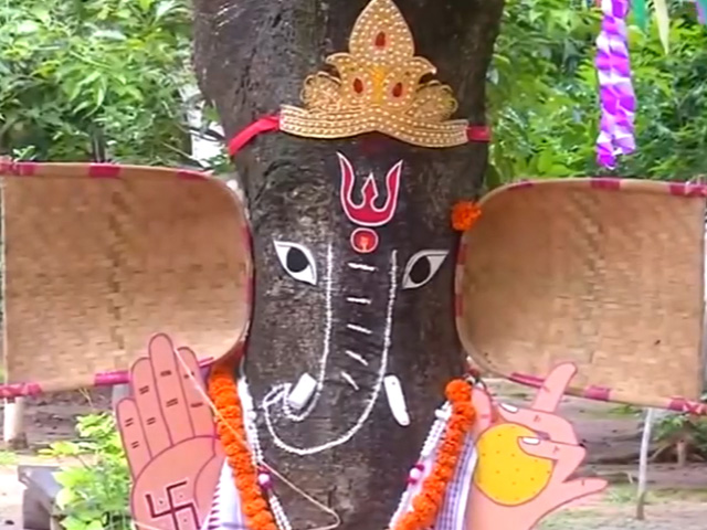 Watch: Odisha Villagers Decorate Tree As Lord Ganesha