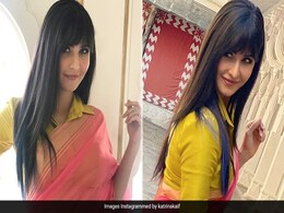 Katrina Kaif Ditches Her Festive Sarees For A Funky Twist To A Pink Saree With Sneakers Katrina Kaif Ditches Her Festive Sarees For A Funky Twist To A Pink Saree With Sneakers