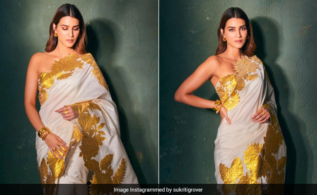 Kriti Sanon Is The Current Queen Of Hearts And Style In A White And Gold <i>Saree</i>