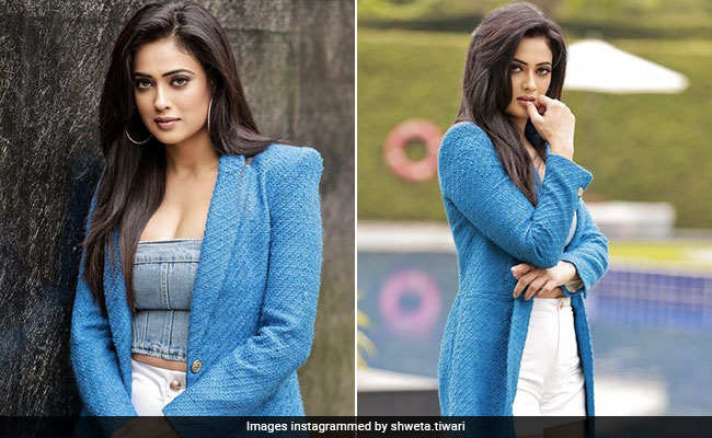 Shweta Tiwari Styles A Denim Top, Skirt And Blazer Like Only She Can