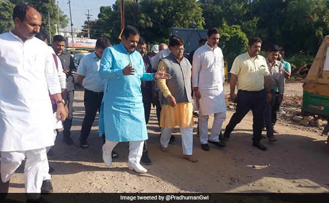 Irked By Bad Roads In Gwalior, Madhya Pradesh Energy Minister Walks Barefoot