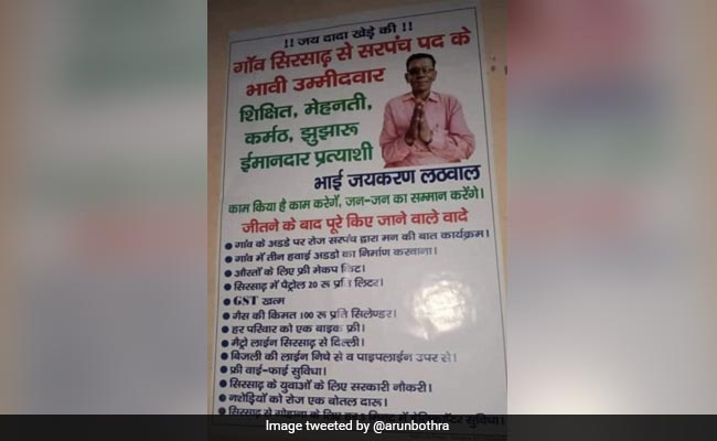 From Free Bikes To Airports, Sarpanch Candidate's Election Poster-Cum-Manifesto Goes Viral