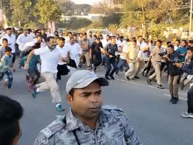 Watch: Rahul Gandhi Sprints, Others Follow At Footmarch In Telangana