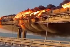 Huge Explosion On Key Bridge Linking Crimea To Russia Huge Explosion On Key Bridge Linking Crimea To Russia