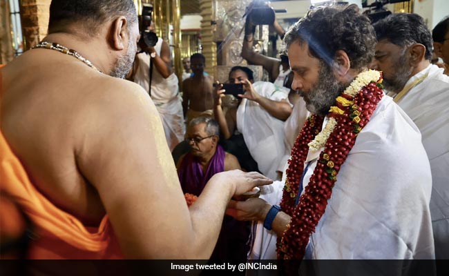 Bharat Jodo Yatra: Rahul Gandhi Visits Sri Raghavendra Swamy Mutt In Andhra
