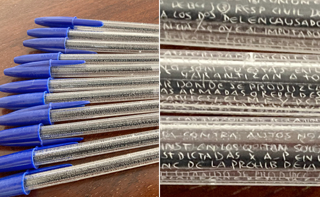 Law Student In Spain Writes Tiny Notes On Pen To Cheat In Exams, Internet Appreciates The Effort