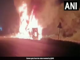 Video: Container Truck Catches Fire On National Highway In Gujarat Video: Container Truck Catches Fire On National Highway In Gujarat