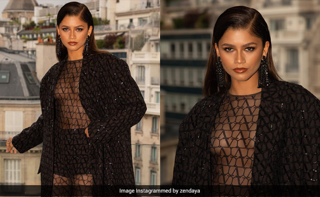 In A Sheer Bodysuit And Monogrammed Jacket, "The Valentino Girl" Zendaya Has All Eyes On Her