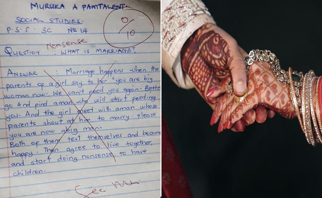 शादी क्या है? बच्चे ने ऐसा निबंध लिखा, पढ़कर टीचर को गुस्सा आया 0 नंबर देकर कहा- मुझसे मिलो!