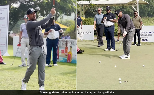क्रिकेट के बाद अब गोल्फ में भी छाए धोनी, देखिए माही के शानदार शॉट्स की Video