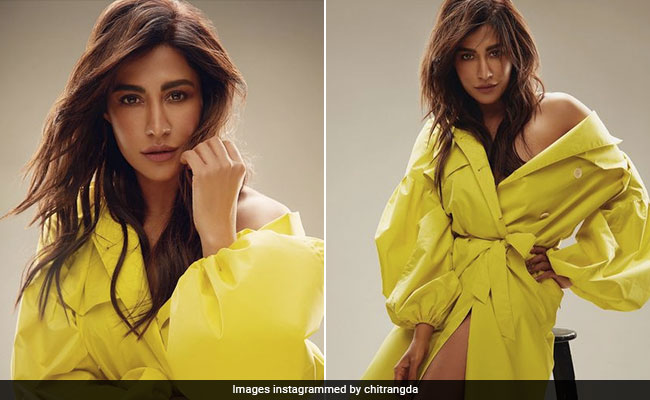 We're Wrapped Around Chitrangda Singh's Bright Yellow Dress On A Gloomy Grey Monday