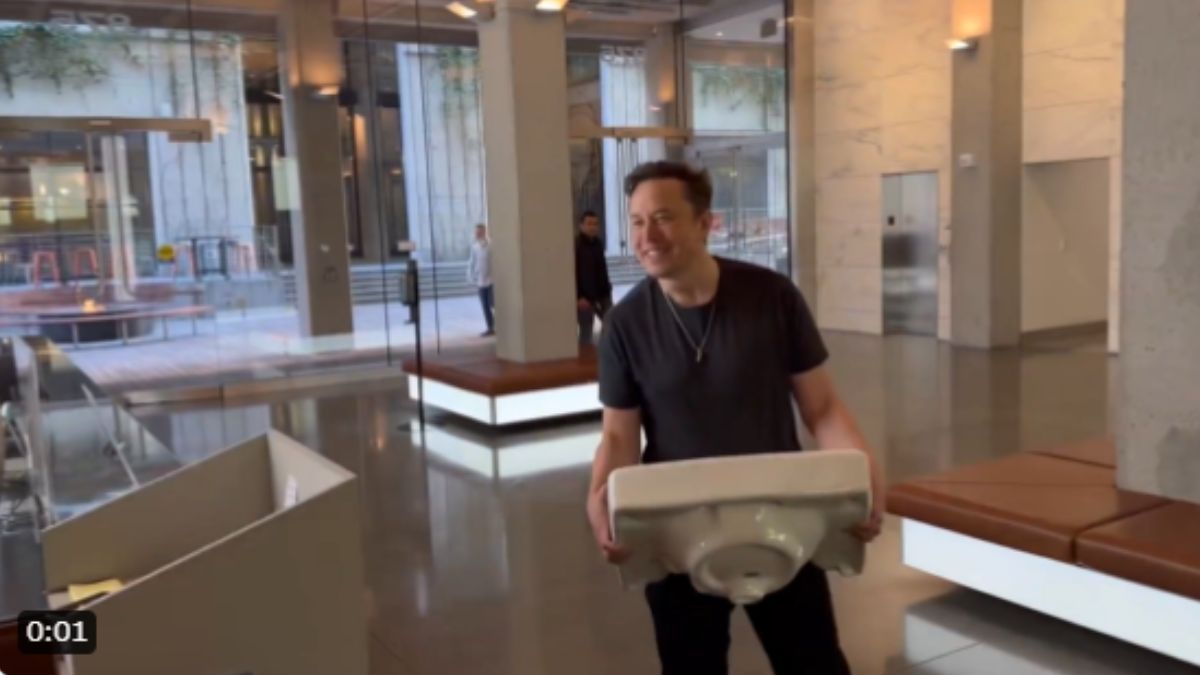 Watch: Elon Musk, Now "Chief Twit", Visits Twitter Office With A Sink