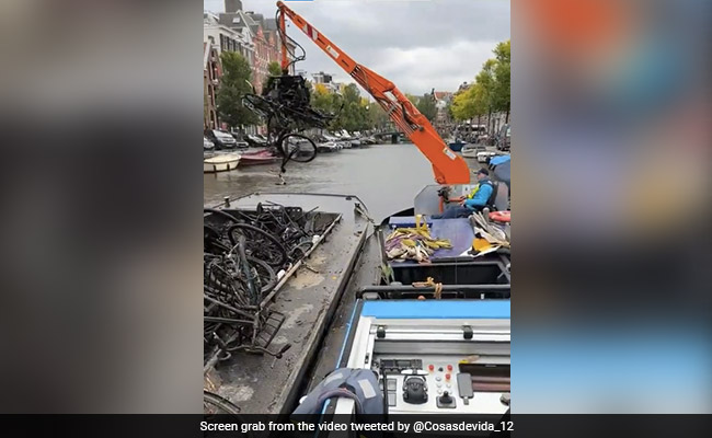 Watch: Dozens Of Discarded Bikes Pulled Out Of Canal During Cleaning In Amsterdam