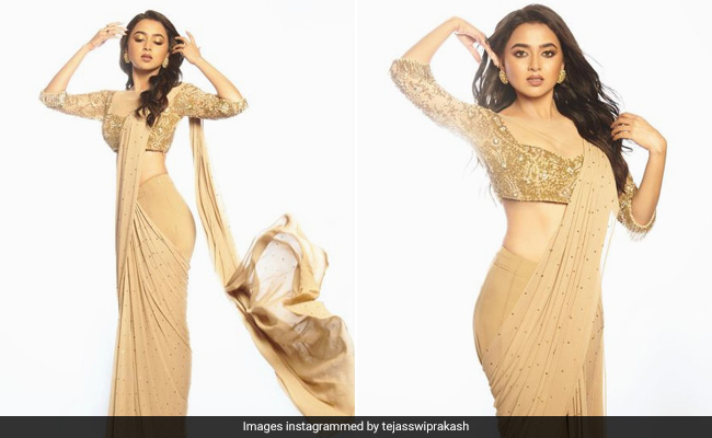 "Life Is Not Perfect" But Tejasswi Prakash In An Embellished Beige Saree Certainly Comes Close