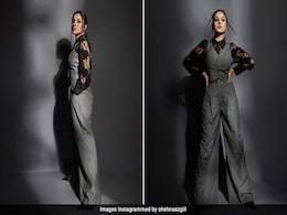 There's Only One Boss Woman Around And That's Shehnaaz Gill In A Grey Pantsuit, Lace Shirt There's Only One Boss Woman Around And That's Shehnaaz Gill In A Grey Pantsuit, Lace Shirt