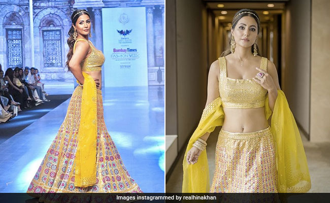 Hina Khan's Multicoloured Mirror Work <i>Lehenga</i> Is Giving <i>Navratri</i> 2022 Vibes Like No Other At The Bombay Times Fashion Week 2022