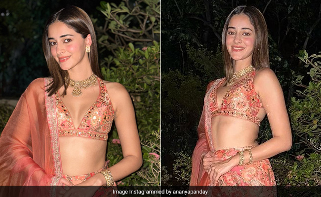 "Let Diwali Season Begin" With Ananya Panday's Printed Peach Festive <i>Sharara</i>