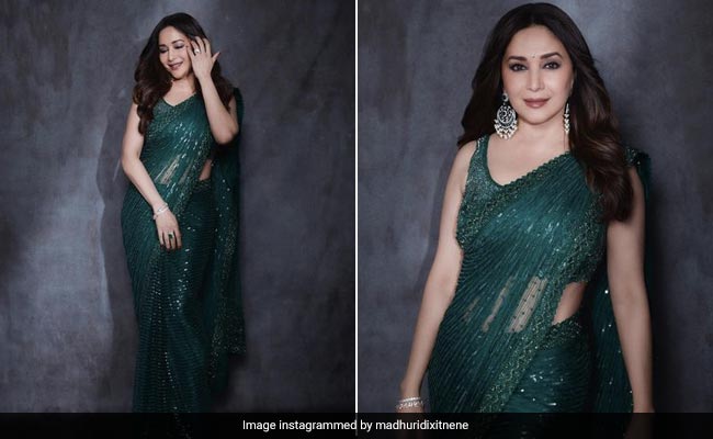 Emeralds May Be Rare But Madhuri Dixit Dazzling In A <i>Saree</i> Certainly Isn't