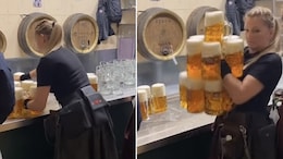 Viral Video: Waitress Picks And Carries Over 12 Beer Mugs At Once; Internet Reacts
