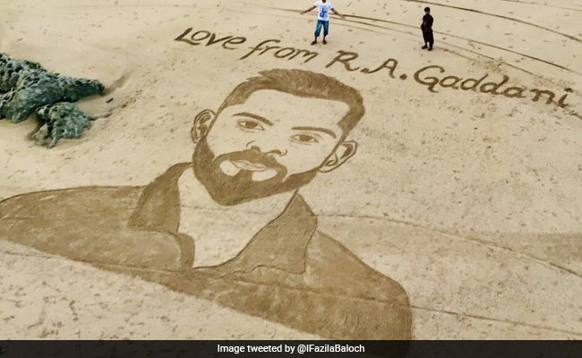 Virat Kohli's Baloch Fan Makes His Sand Portrait In Pakistan