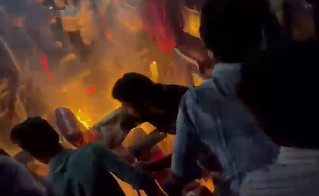 Video: Fire Inside Film Theatre As Fans Of Actor Prabhas Light Firecrackers