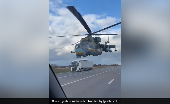 Viral Video Of Attack Helicopter Narrowly Missing Vehicles On Ukraine Highway Amazes Internet