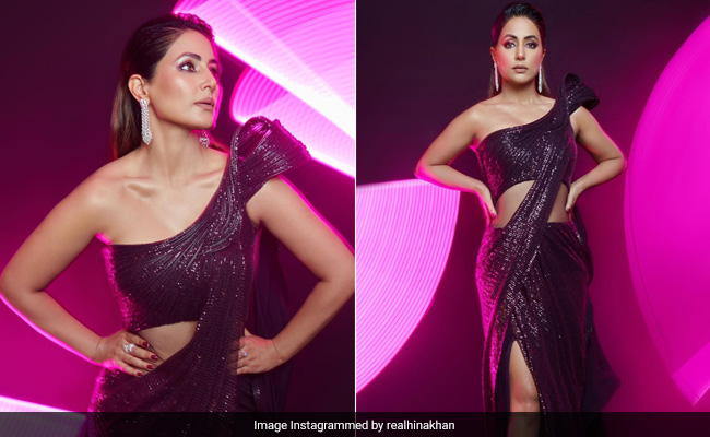 We'd Like To Have One Of Hina Khan's "A Triple Sparkle Macchiato" <i>Saree</i> Too, Please