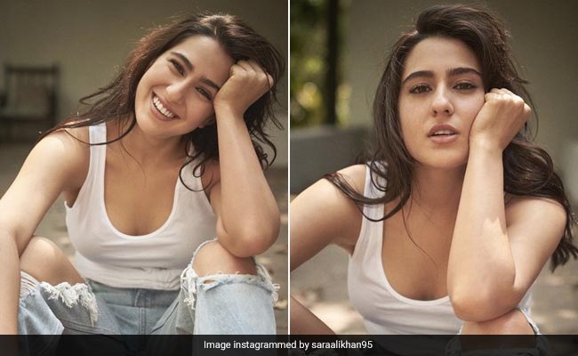 Sara Ali Khan In A White Tank Top And Denims Is A Breather From All The Celebrity Festive Fashion