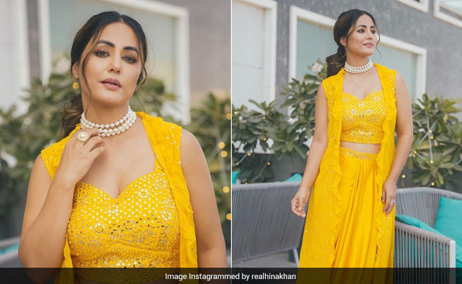 Festive Days Look Brighter Than Ever Thanks To Hina Khan's Chic Yellow Cape Set