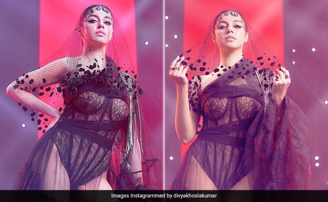 It's Hard To Take Our Eyes Off Divya Khosla Kumar In A Sheer Black Dress With A Net Veil