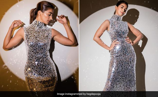 Spotlight Shines Bright On Pooja Hegde And Her Mirrorwork Gown