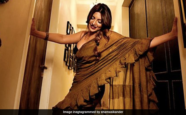 Shama Sikander Adds Her Very Own Ruffled Flair To The Festive Season With Her Saree