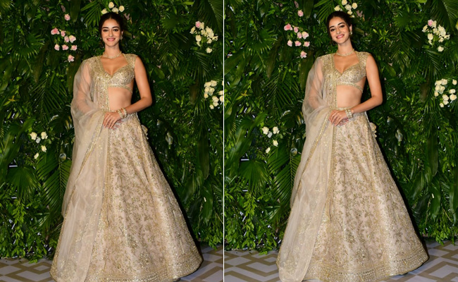 Ananya Panday Charms Us In An On All That High Glam Beige <i>Lehenga</i>